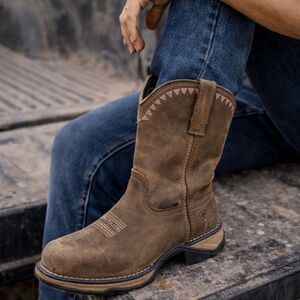 Ariat Anthem Deco Composite Safety Toe Work Boots Sz 6C Brown Bomber Square